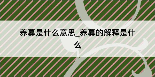 养募是什么意思_养募的解释是什么