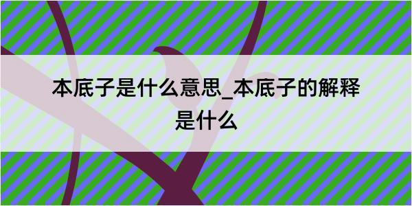 本底子是什么意思_本底子的解释是什么