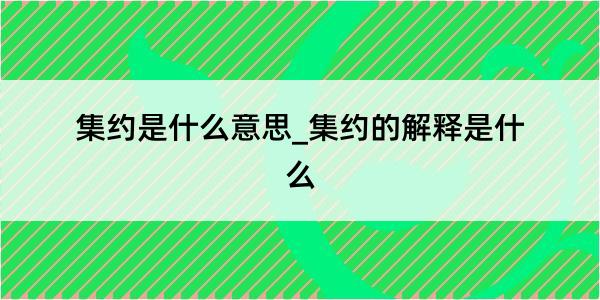 集约是什么意思_集约的解释是什么