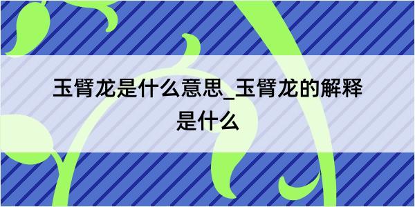 玉臂龙是什么意思_玉臂龙的解释是什么