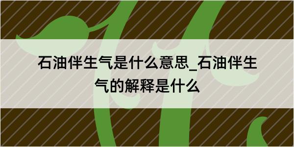 石油伴生气是什么意思_石油伴生气的解释是什么