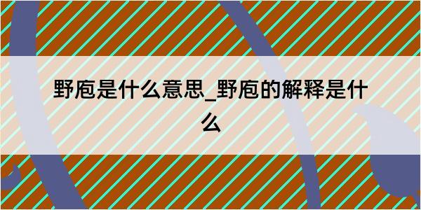 野庖是什么意思_野庖的解释是什么