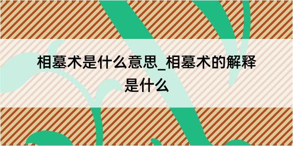 相墓术是什么意思_相墓术的解释是什么