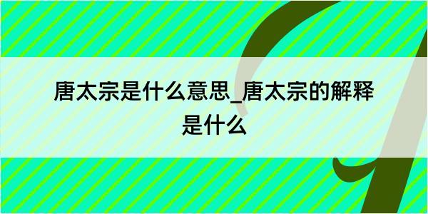 唐太宗是什么意思_唐太宗的解释是什么