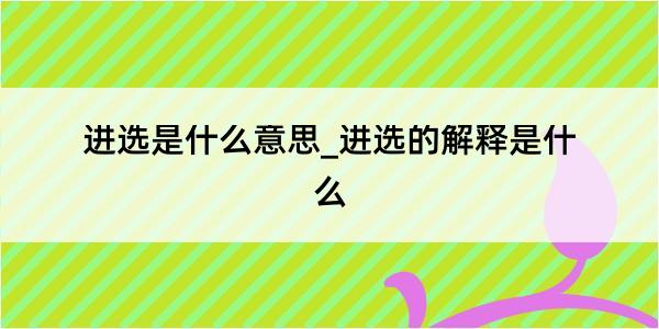 进选是什么意思_进选的解释是什么