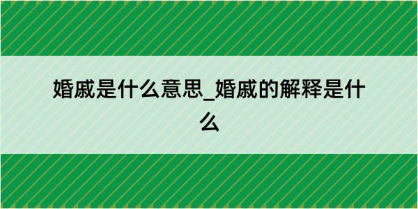 婚戚是什么意思_婚戚的解释是什么