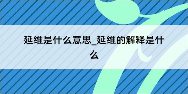 延维是什么意思_延维的解释是什么