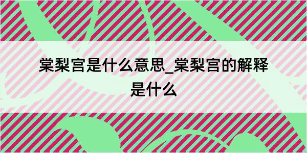 棠梨宫是什么意思_棠梨宫的解释是什么