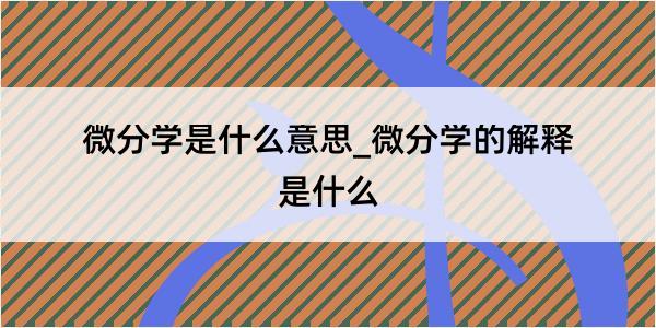 微分学是什么意思_微分学的解释是什么