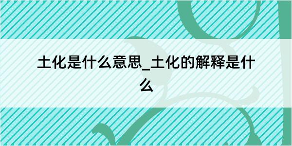 土化是什么意思_土化的解释是什么