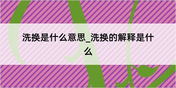 洗换是什么意思_洗换的解释是什么