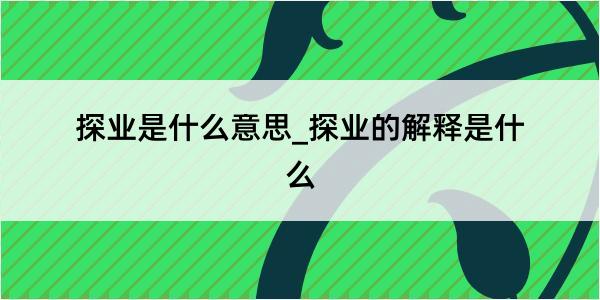 探业是什么意思_探业的解释是什么