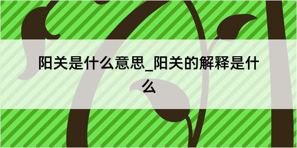 阳关是什么意思_阳关的解释是什么