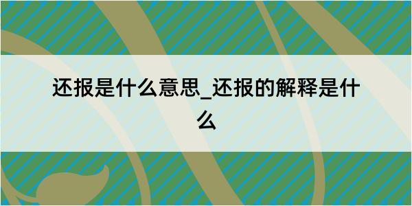 还报是什么意思_还报的解释是什么