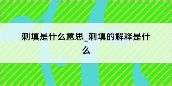 刺填是什么意思_刺填的解释是什么