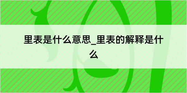 里表是什么意思_里表的解释是什么