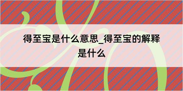 得至宝是什么意思_得至宝的解释是什么