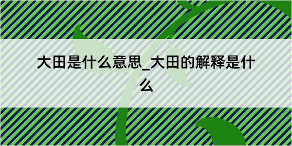 大田是什么意思_大田的解释是什么