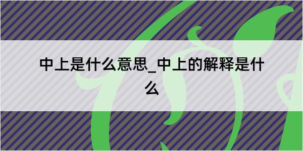 中上是什么意思_中上的解释是什么