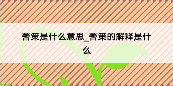 蓍策是什么意思_蓍策的解释是什么