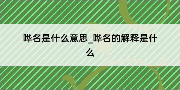 哗名是什么意思_哗名的解释是什么