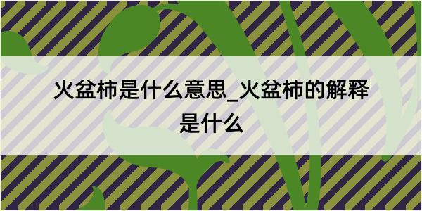 火盆柿是什么意思_火盆柿的解释是什么