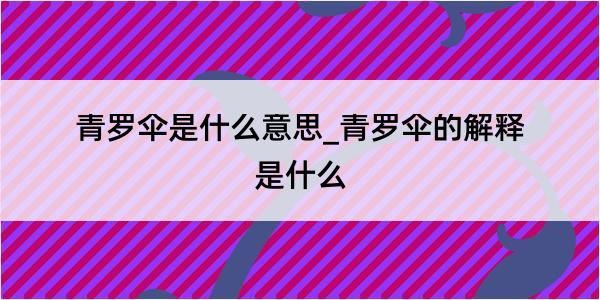 青罗伞是什么意思_青罗伞的解释是什么