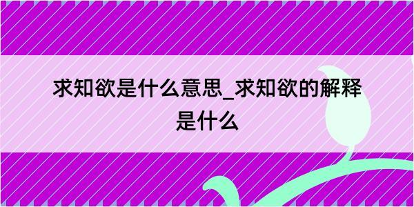 求知欲是什么意思_求知欲的解释是什么