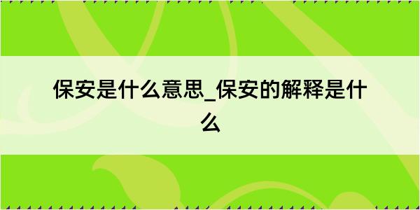 保安是什么意思_保安的解释是什么