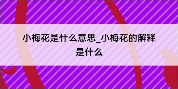 小梅花是什么意思_小梅花的解释是什么