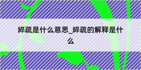 綷疏是什么意思_綷疏的解释是什么