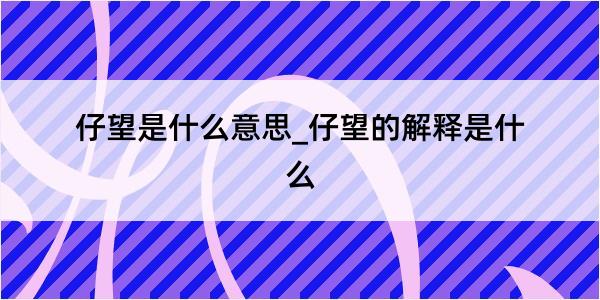 仔望是什么意思_仔望的解释是什么