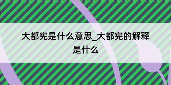 大都宪是什么意思_大都宪的解释是什么