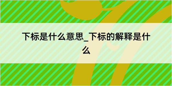 下标是什么意思_下标的解释是什么