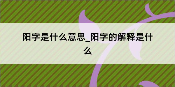 阳字是什么意思_阳字的解释是什么