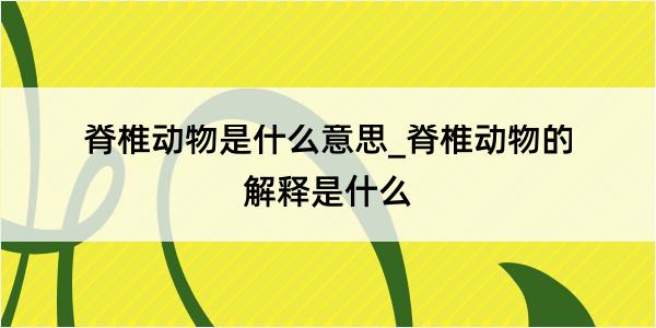 脊椎动物是什么意思_脊椎动物的解释是什么