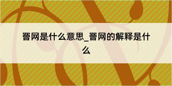 罾网是什么意思_罾网的解释是什么