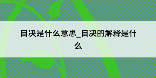 自决是什么意思_自决的解释是什么