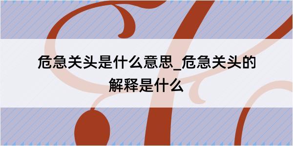 危急关头是什么意思_危急关头的解释是什么