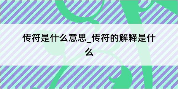 传符是什么意思_传符的解释是什么