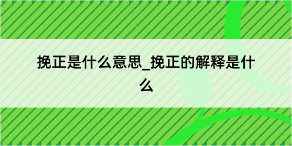 挽正是什么意思_挽正的解释是什么