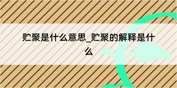 贮聚是什么意思_贮聚的解释是什么