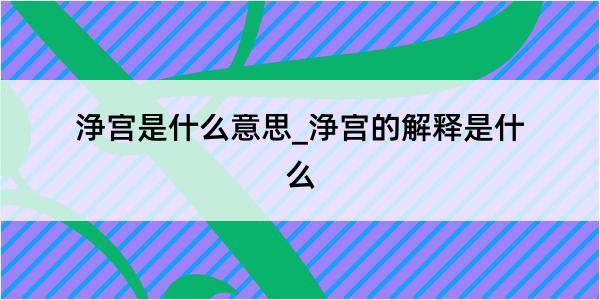 浄宫是什么意思_浄宫的解释是什么