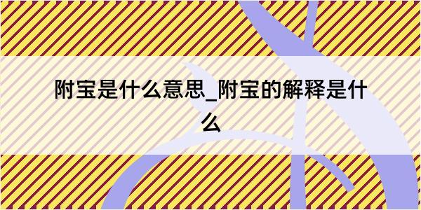 附宝是什么意思_附宝的解释是什么