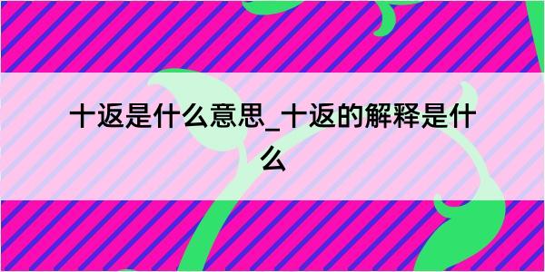 十返是什么意思_十返的解释是什么