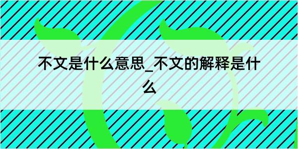 不文是什么意思_不文的解释是什么