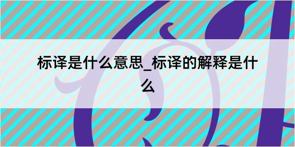 标译是什么意思_标译的解释是什么