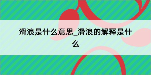 滑浪是什么意思_滑浪的解释是什么