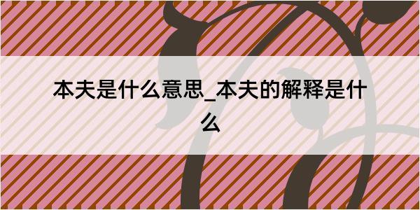 本夫是什么意思_本夫的解释是什么