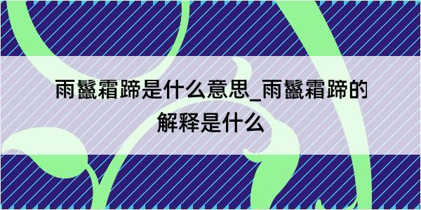 雨鬣霜蹄是什么意思_雨鬣霜蹄的解释是什么